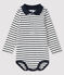 Body manches longues bébé garçon blanc MARSHMALLOW/bleu SMOKING