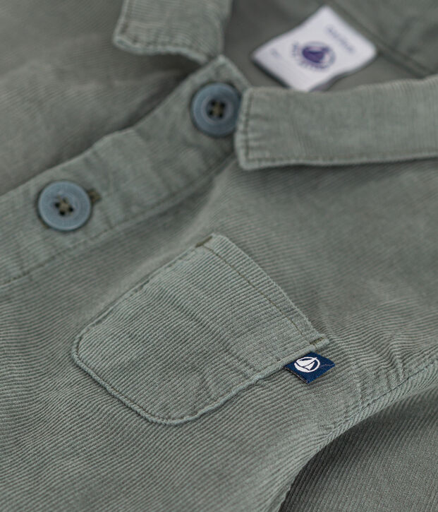 Combinaison longue en velours fin b&eacute;b&eacute; vert