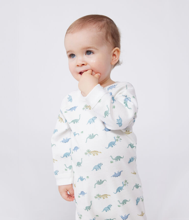Pyjama b&eacute;b&eacute; en coton dinosaures blanc MARSHMALLOW/blanc MULTICO
