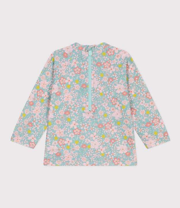 Tee-shirt anti UV b&eacute;b&eacute;, imprim&eacute; fleurs bleu/multicouleur