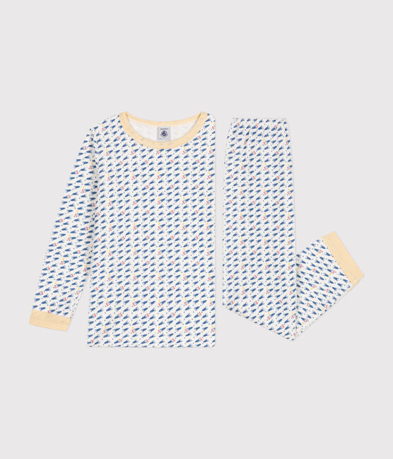 Pyjama en velours imprimé fusées enfant blanc MARSHMALLOW/blanc MULTICO