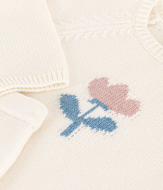 Ensemble en tricot laine et coton b&eacute;b&eacute; blanc