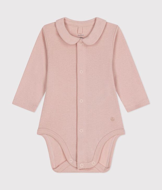 Body manches longues &agrave; col b&eacute;b&eacute; rose