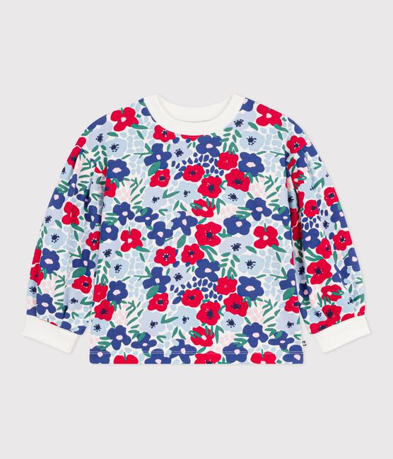 Sweatshirt enfant en coton imprimé fleurs blanc MARSHMALLOW/blanc MULTICO
