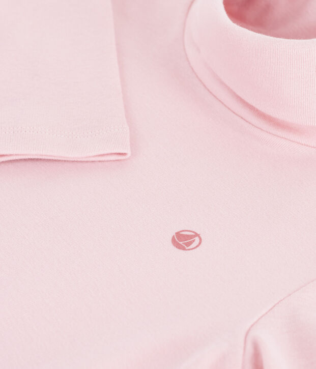 Sous-pull enfant en coton uni rose clair