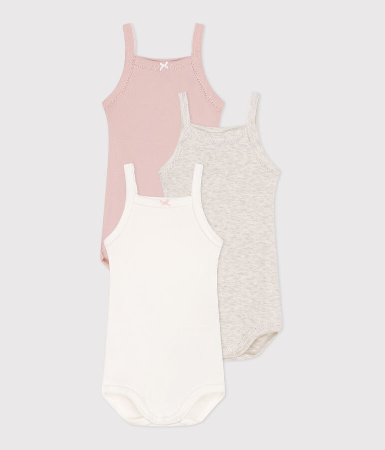 Lot de 3 bodies bretelles en coton uni b&eacute;b&eacute; variante 1