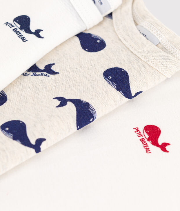 Lot de 3 bodies manches courtes baleines en coton multicouleur
