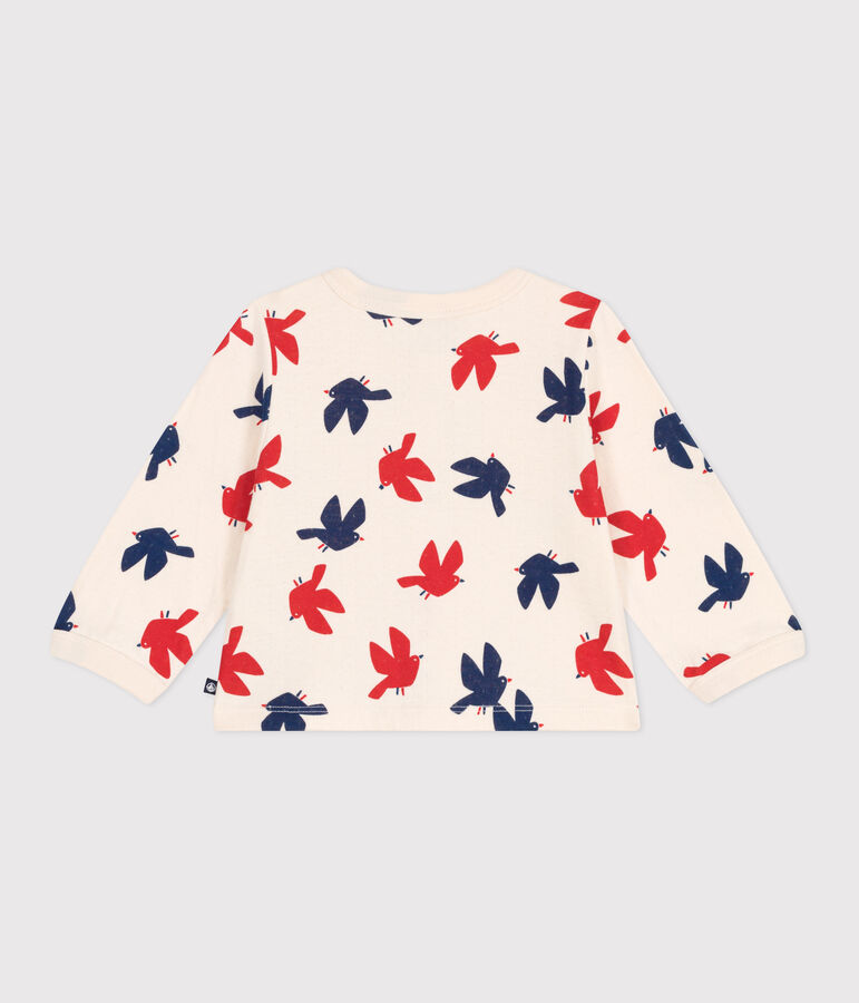 Cardigan b&eacute;b&eacute; en coton, imprim&eacute; oiseaux blanc AVALANCHE/ MULTICO