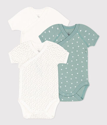PETIT BATEAU - LOT DE 3 BODIES MANCHES COURTES BÉBÉ EN COTON