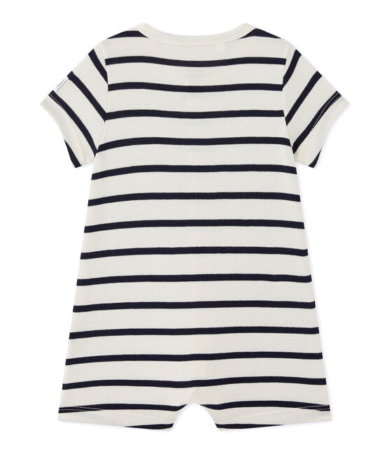 Combicourt bébé garçon à rayures beige COQUILLE/bleu ABYSSE