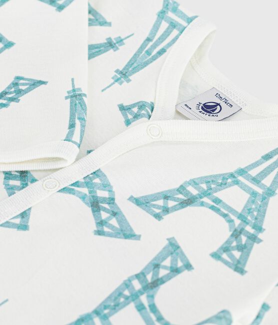 Pyjama bébé en coton sans pieds imprimé tour Eiffel MARSHMALLOW/ MIMI