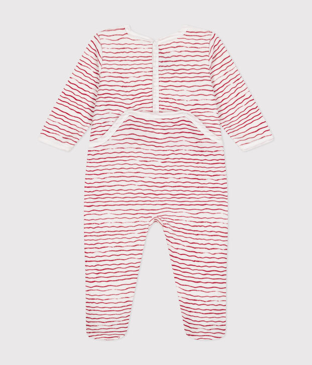 Dors bien en velours b&eacute;b&eacute; blanc/rouge