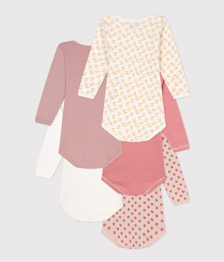 Lot de 5 bodies manches longues fleurs b&eacute;b&eacute; en coton variante 1