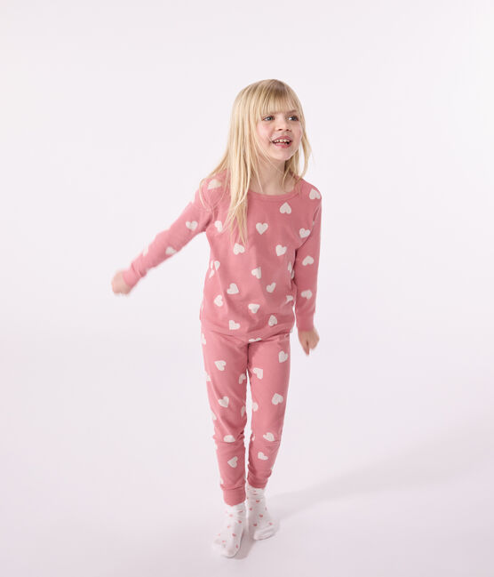 Pyjama en coton imprimé motif cœur enfant rose ROSEWOOD/ MARSHMALLOW