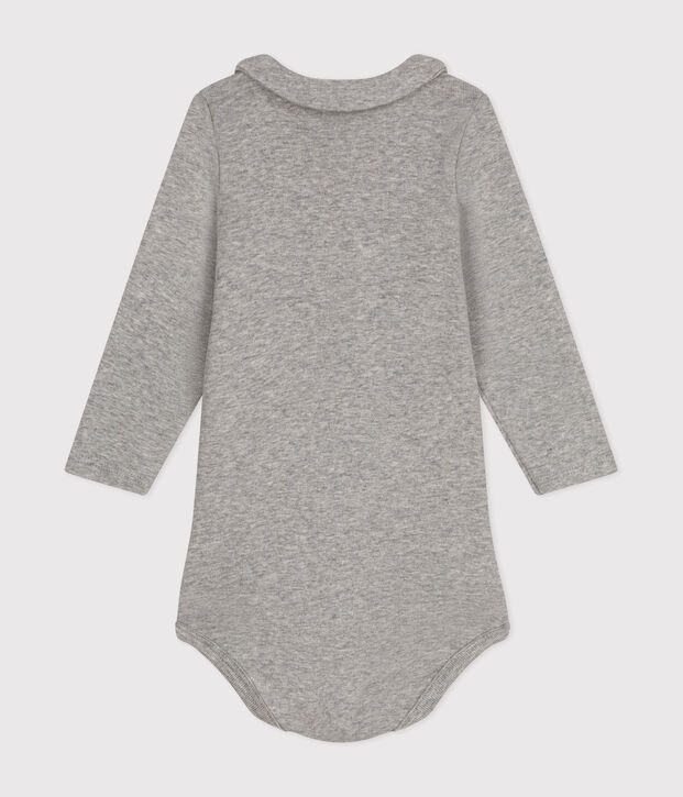 Body manches longues col en coton b&eacute;b&eacute; gris