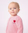 Pyjama b&eacute;b&eacute; en velours uni avec motif plac&eacute; rose clair