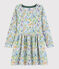 Robe manches longues en double jersey enfant fille gris POUSSIERE/blanc MULTICO