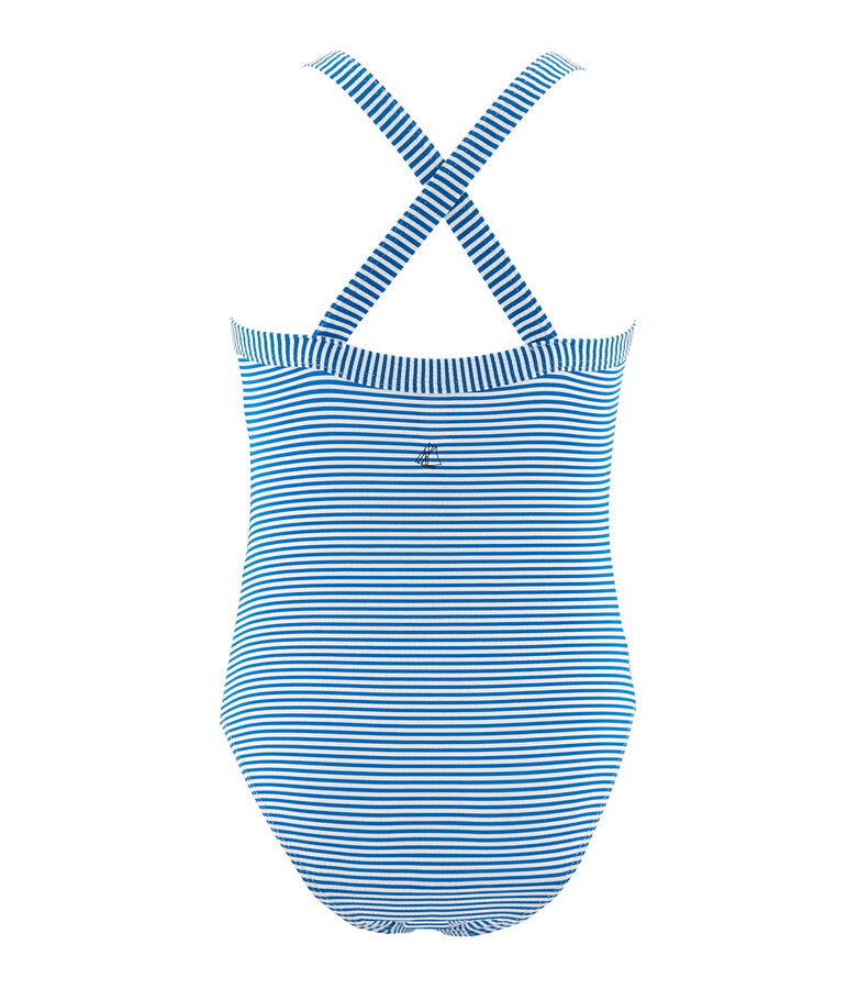 Maillot de bain 1 pi&egrave;ce enfant fille bleu/blanc