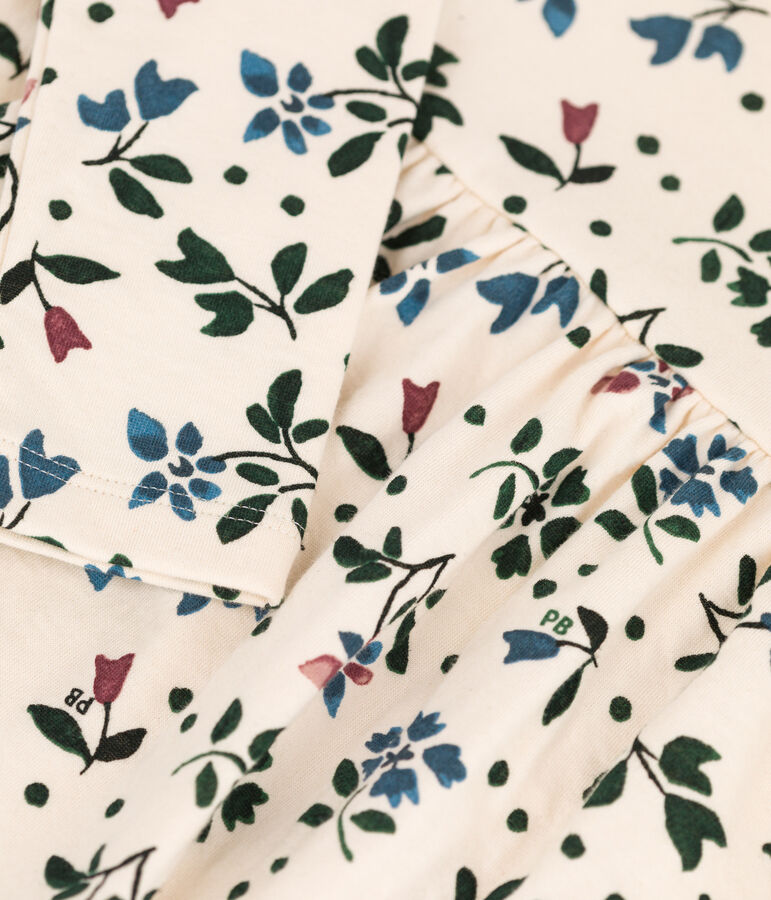 Robe fleurie manches longues en tubique enfant fille blanc AVALANCHE/ MULTICO