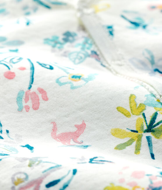 Dors-bien sans pieds fleuri bébé fille en tubique blanc MARSHMALLOW/blanc MULTICO
