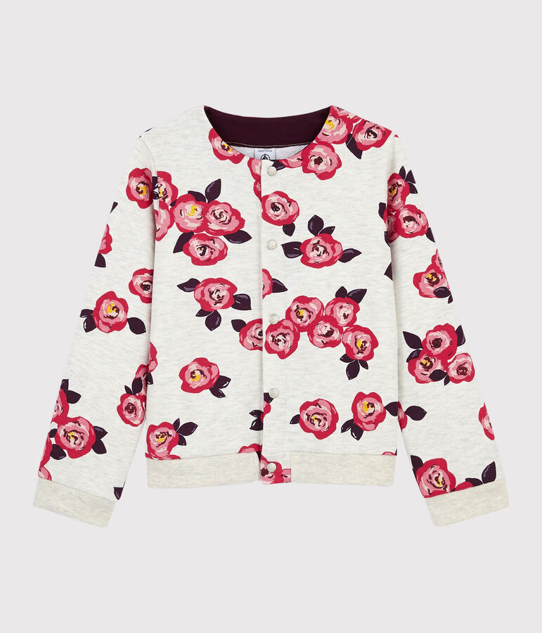 Cardigan en molleton enfant Fille beige MONTELIMAR/blanc MULTICO