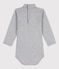 Body manches longues bébé col roulé en coton gris FUMEE CHINE