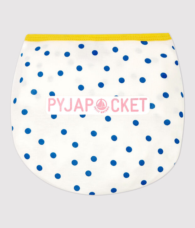 Pyjacourt &agrave; pois bleus petite fille en coton blanc/bleu