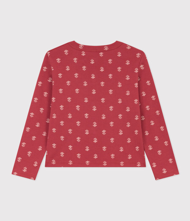 Cardigan imprim&eacute; en coton enfant fille rose/&eacute;cru