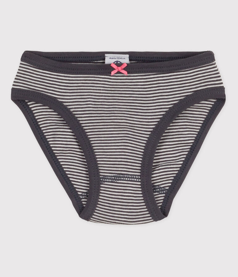 Culotte petite fille en coton gris MAKI/blanc MARSHMALLOW