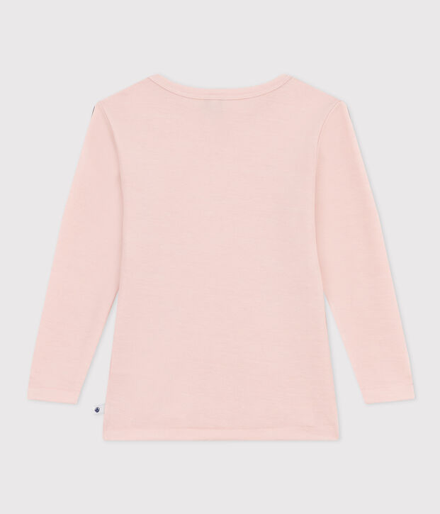 Tee shirt manches longues petite fille/petit gar&ccedil;on en laine et coton rose