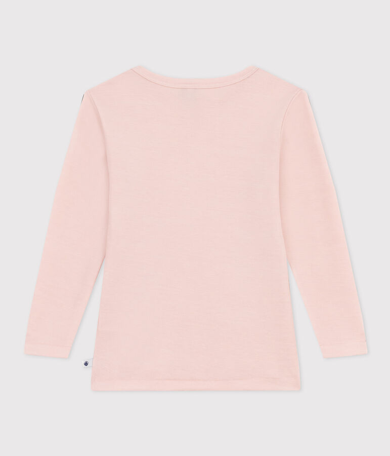 Tee shirt manches longues petite fille/petit gar&ccedil;on en laine et coton rose SALINE