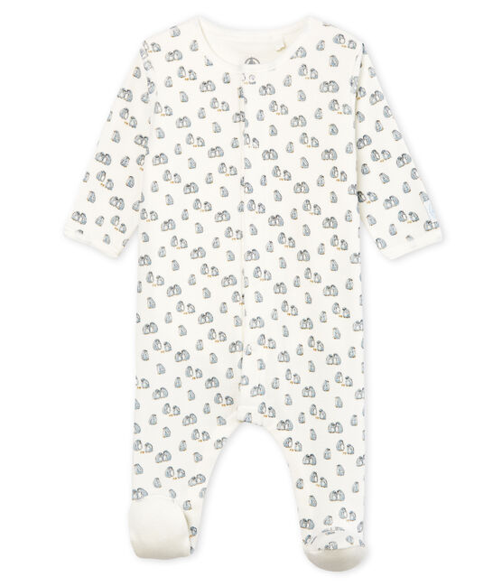 Bodyjama bébé garçon en velours blanc MARSHMALLOW/blanc MULTICO