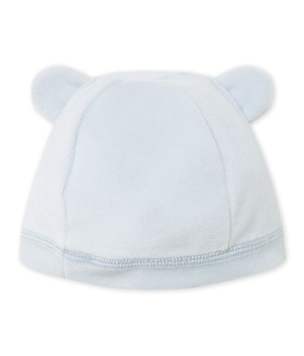 Bonnet de naissance b&eacute;b&eacute; mixte en velours bleu