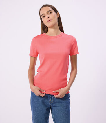 Tee-shirt femme en coton manches courtes uni