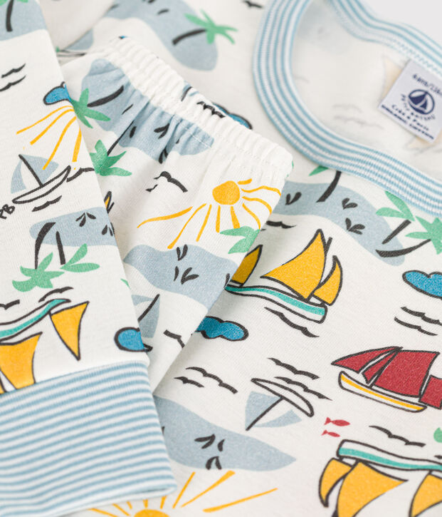 Pyjama explorateur en coton enfant blanc/multicouleur