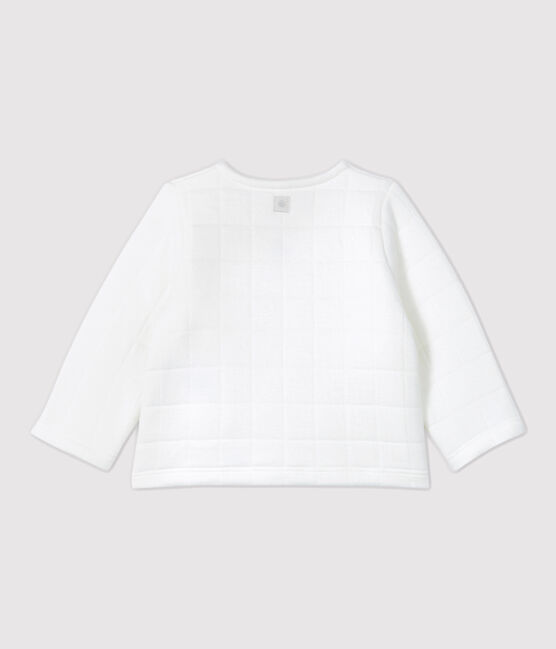 Cardigan bébé matelassé en coton biologique blanc MARSHMALLOW