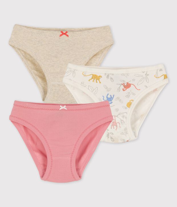 Lot de 3 culottes petite fille singes en coton multicouleur