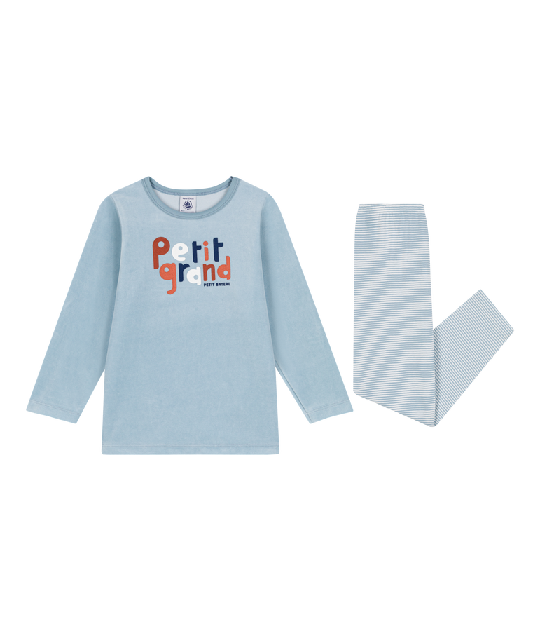 Pyjama en velours enfant bleu/multicouleur