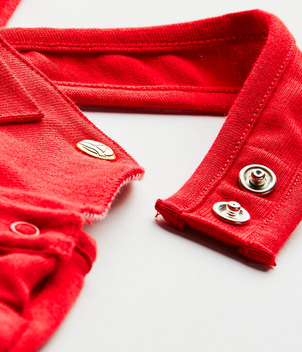 Salopette courte b&eacute;b&eacute; fille en jersey lourd rouge