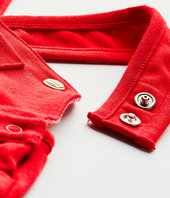 Salopette courte bébé fille en jersey lourd rouge TERKUIT
