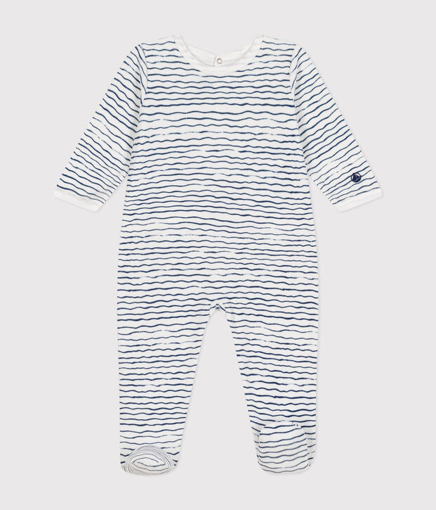Dors bien en velours b&eacute;b&eacute; blanc/bleu