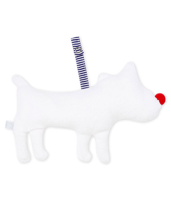 Doudou tétine bébé garçon en bouclette éponge blanc MARSHMALLOW
