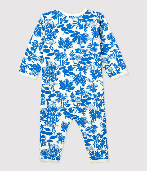 Dors-bien v&eacute;g&eacute;tal b&eacute;b&eacute; sans pieds en coton blanc/bleu