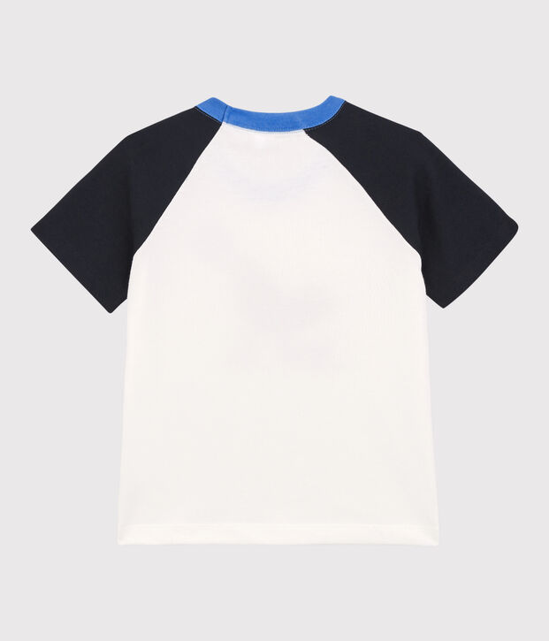 T-shirt manches courtes enfant gar&ccedil;on blanc/bleu