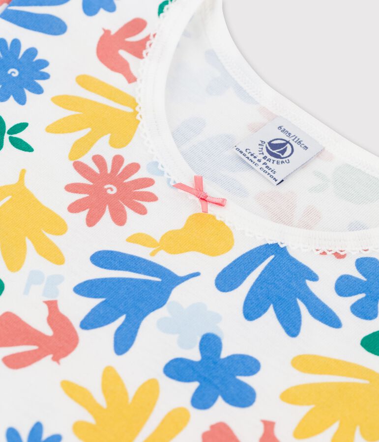 Chemise de nuit fruits petite fille en coton blanc/multicouleur