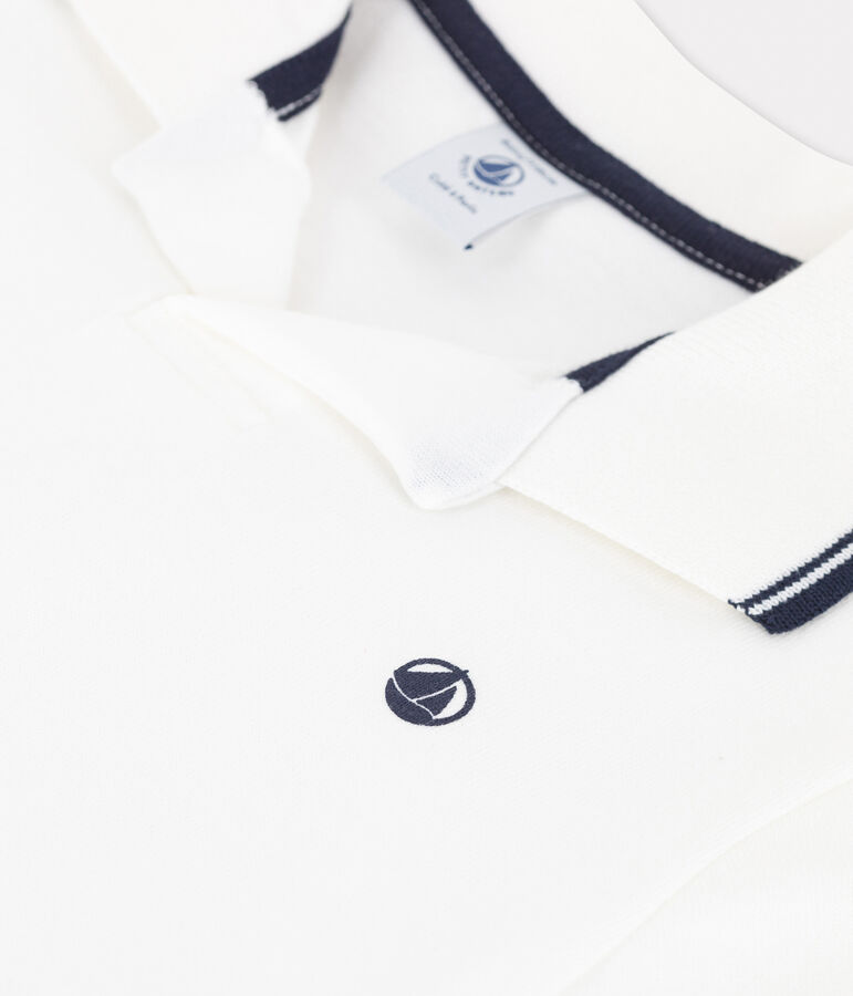 Polo manches courtes en jersey enfant gar&ccedil;on blanc