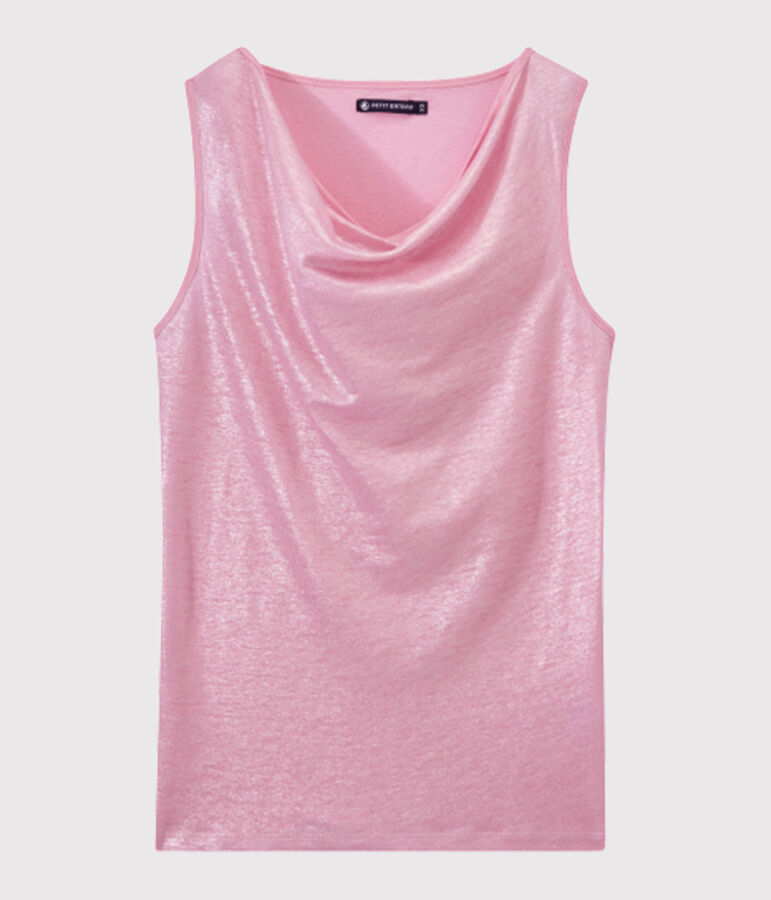 Top femme en lin iris&eacute; rose/gris