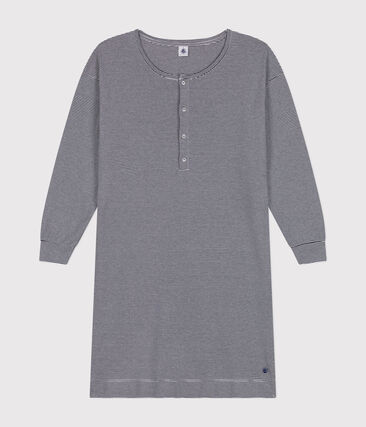 Chemise de nuit en coton rayé femme