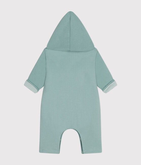 Combinaison longue ouatinée à capuche en coton bébé vert PAUL