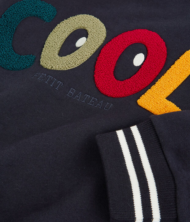 Sweatshirt en molleton enfant gar&ccedil;on bleu marine